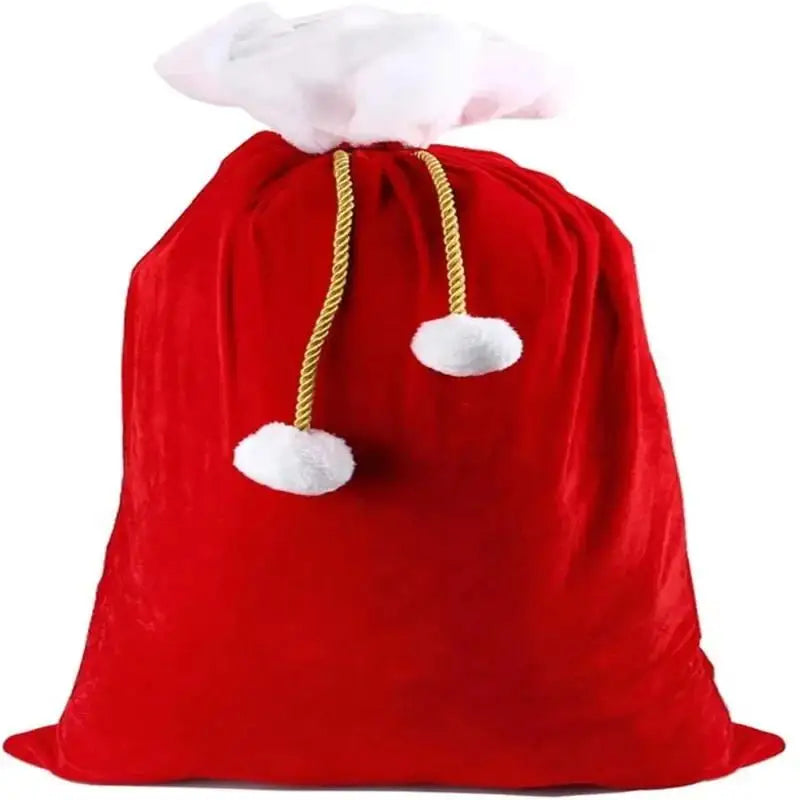 Christmas Large Santa Claus Bags with Drawstring Cord Velvet Santa's Present Sack Bags for Xmas Present Toys Xmas Decoration 1PC