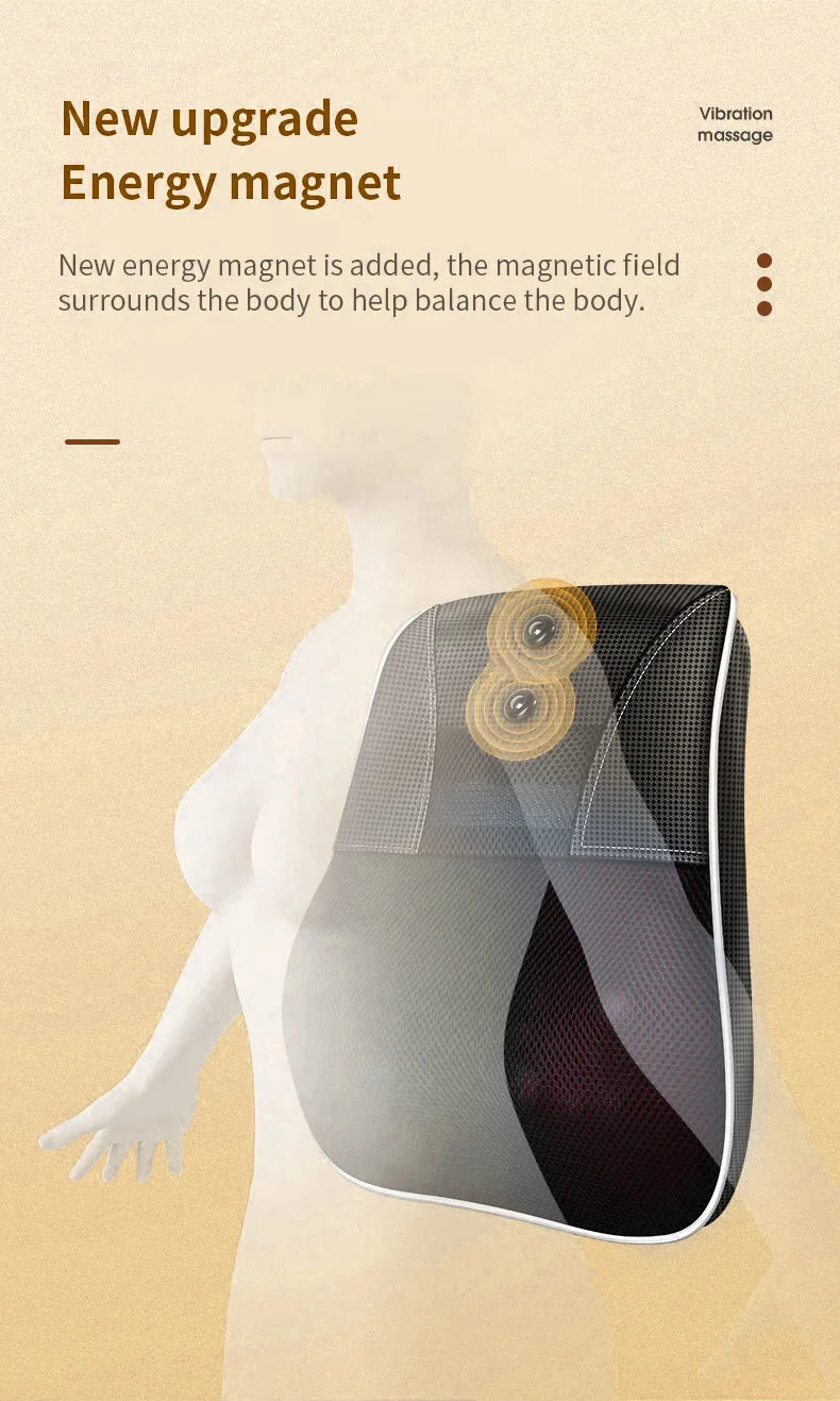 Electric Massage Neck Pillow Shiatsu Head Cervical airbag Ttraction Body Back Waist Massager Car with Heating Vibrating Massage