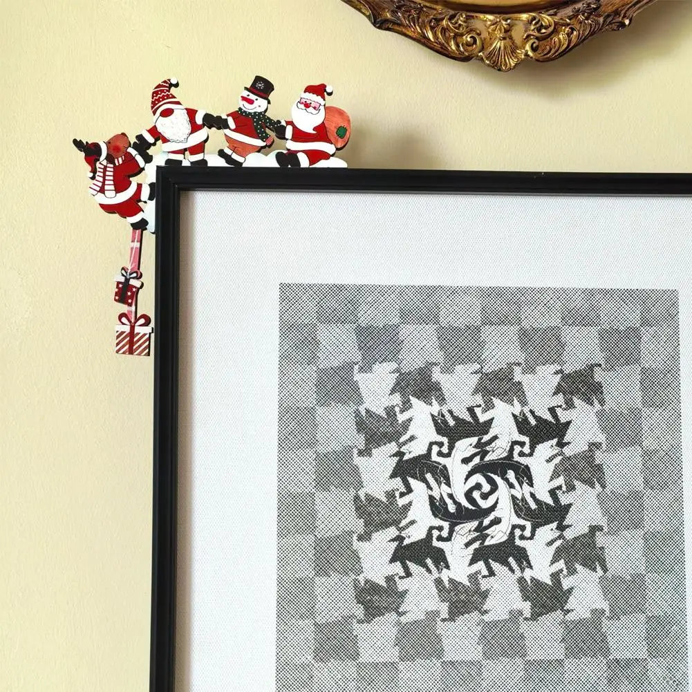 2026 New Wooden Santa Door Corner Decor Snowman Reindeer Pendant Christmas Cartoon Door Frame Decor Party Christmas Ornament