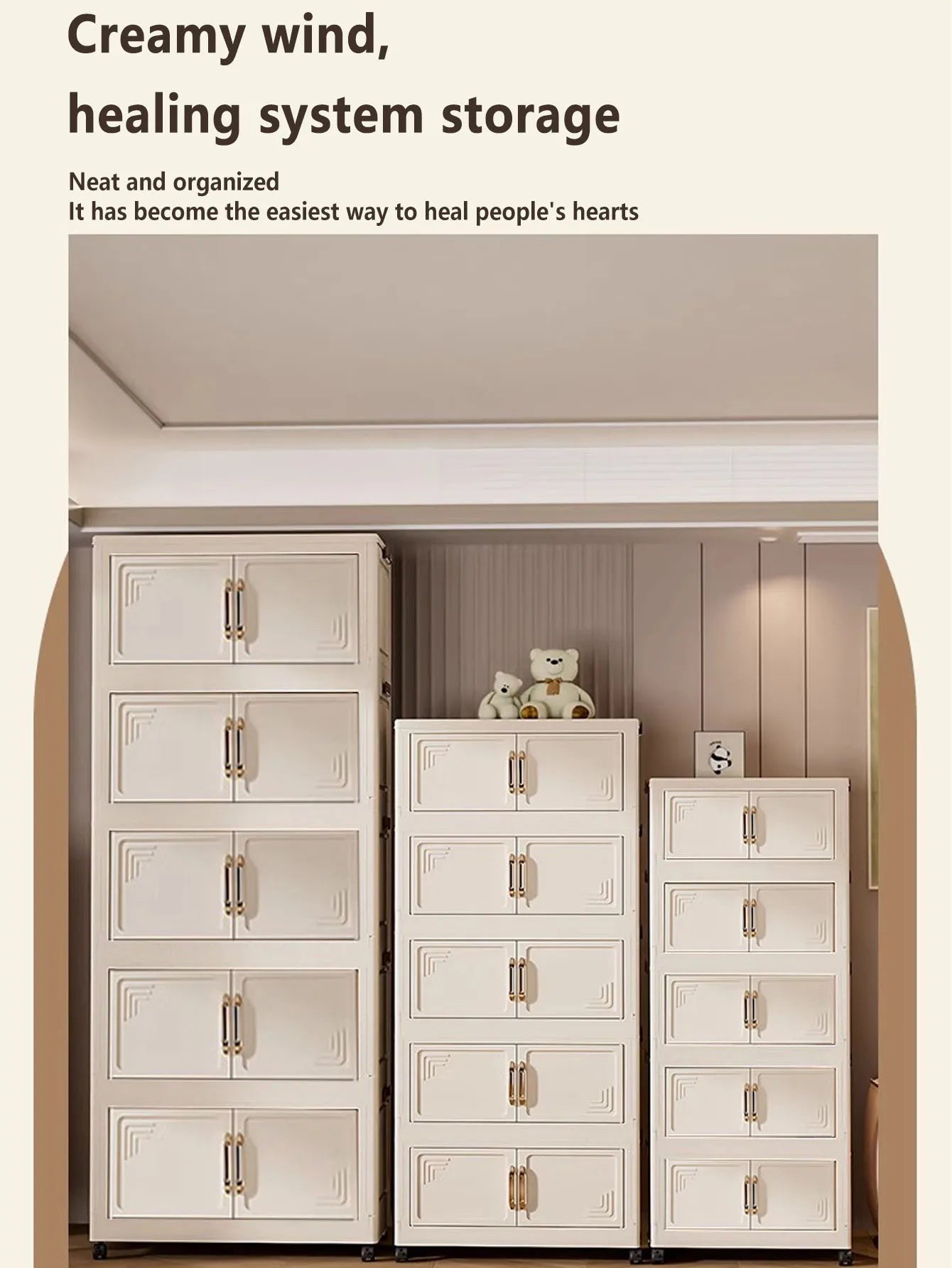 45/55/65cm Length Multifunction Folding Storage Cabinet Dustproof Wardrobe Large Capacity Sundries Cabinet