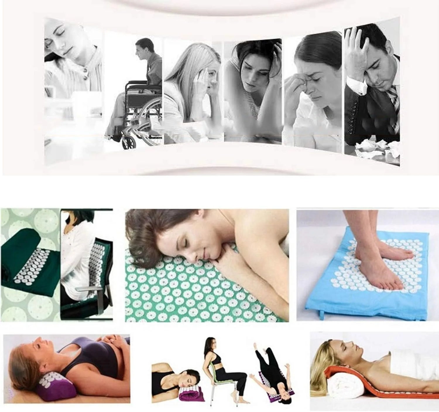 Acupressure Mat Massage Acupuncture Mat and Pillow Set  with Spike Points for Neck, Back and Stress Relief