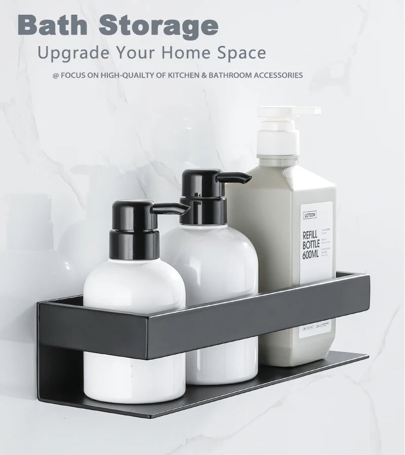 Stainless Steel Shower Rack Organizer Bathroom Storage Shelf Corner Shampoo Holder Wall Mounted Kitchen Hardware Accessories