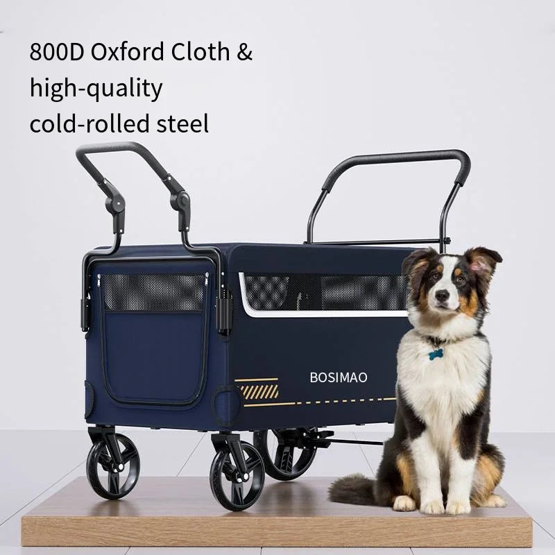 Double Door Isolation Upgraded Pet Stroller Large Dog for Outdoor Travel Portable Foldable Elderly Disabled Dog Outdoor Stroller