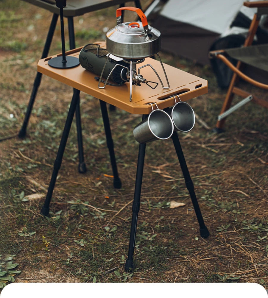 Folding Table for Camping Height Adjustable Outdoor Portable Lightweight with Carry Bag Two-Sides Hanging Cookware Hiking Picnic