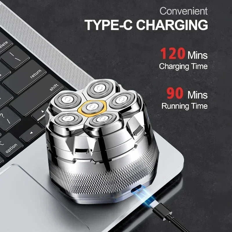 Tinsol Titanium Electric Head Shaver for Bald Men 6D Magnetic Razor Hair Trimmer Rechargeable LED Waterproof Face Hair Cutting