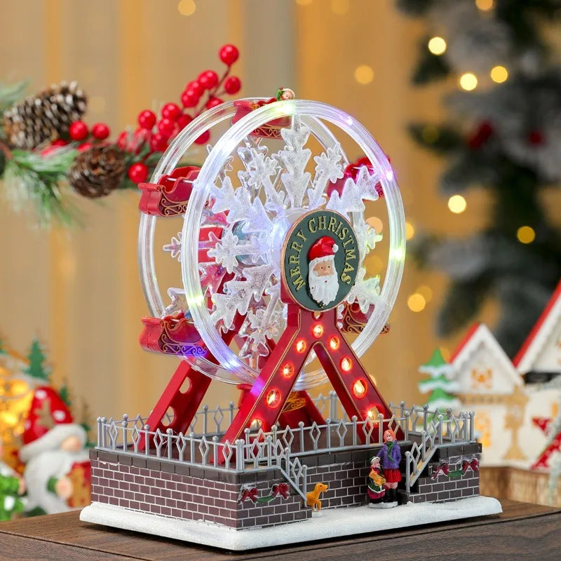 Xmas Santa Claus Spinning Light Up Ferris Wheel Octavo 2025 New Year Christmas Gift Christmas Home Party Decoration Ornament