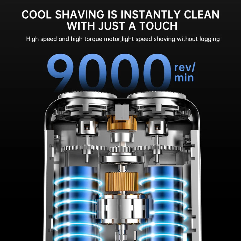Mini Electric Shaver Dual Head Waterproof Type-C Rechargeable Shaver Travel Rotary Razor Men's Portable Hair Beard Trimmer Tool