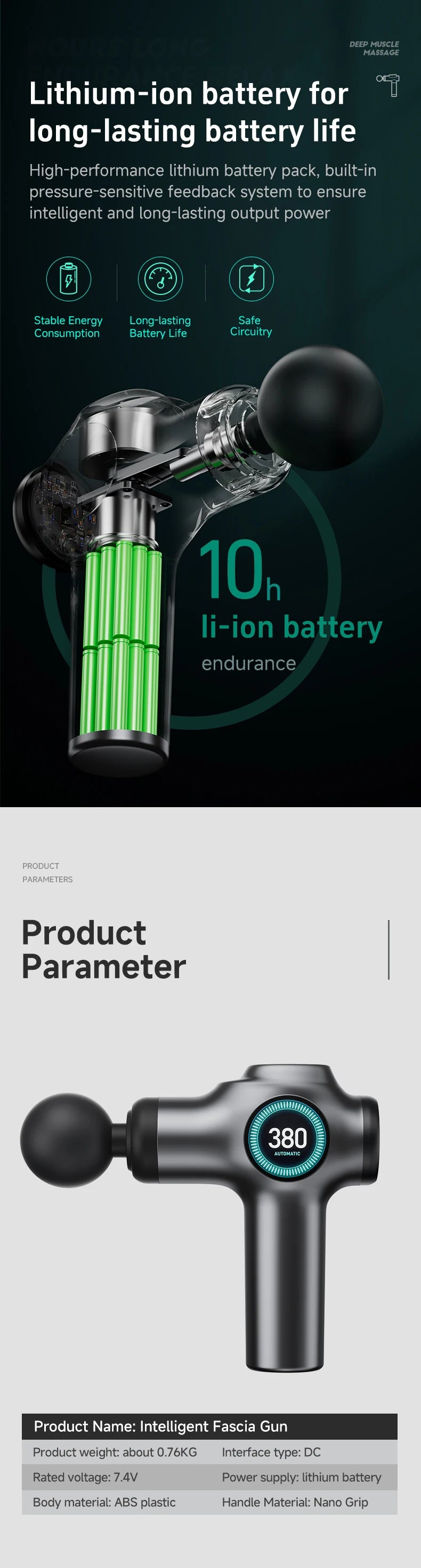 Massage Gun Deep Tissue,  Muscle Fascia gun，Muscle Massage Gun for Pain Relief with 4 Massage Heads & 6 Speeds