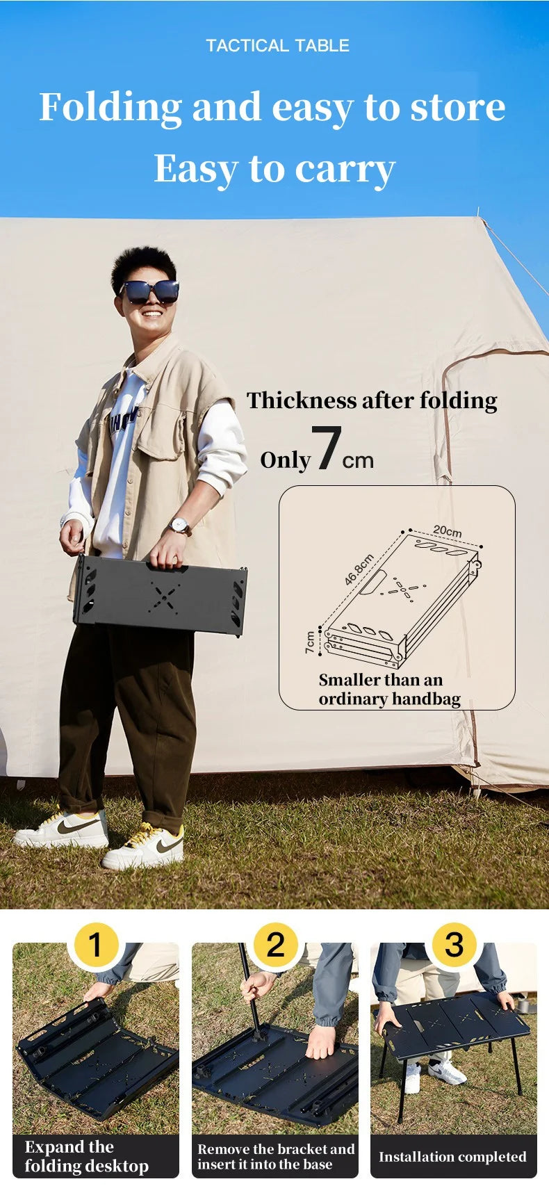 Outdoor Lightweight Folding Table Camping Hiking Travel Fishing Retractable Small Table Military Green Aluminum Alloy RuggedDesk