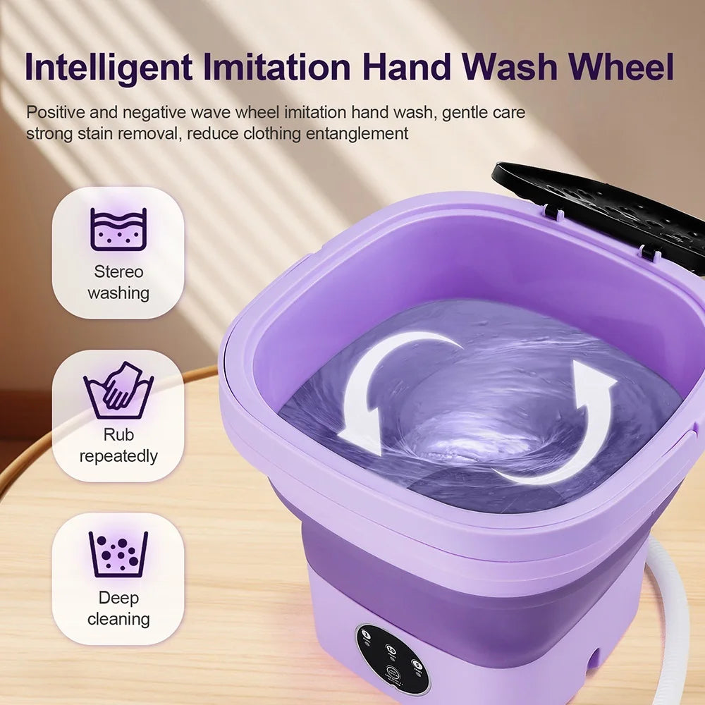 6.5L Small Folding Washing Machine Portable Washing Machine Automatic Modes Laundry Clothes Laundry Bucket Washing Machine
