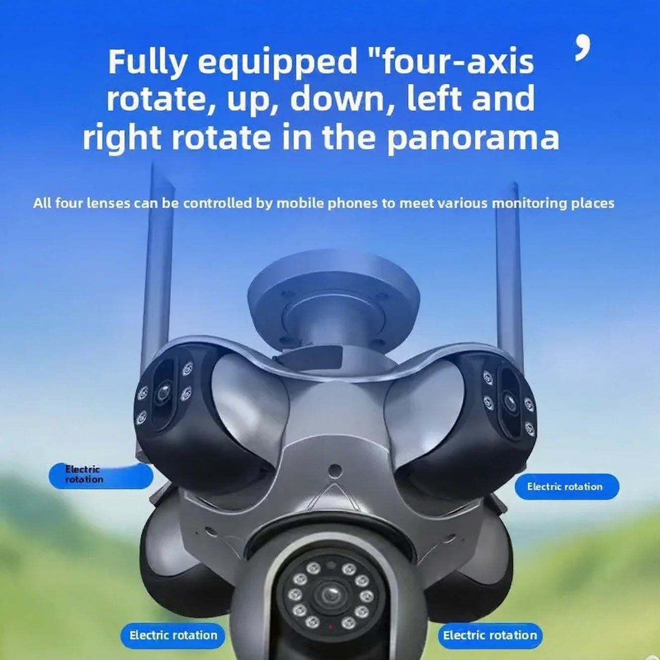 4K Wifi PTZ Panoramic Security Camera Outdoor 5 Lens 5  Screens Color night vision CCTV Wireless CCTV Video Surveillance Camera