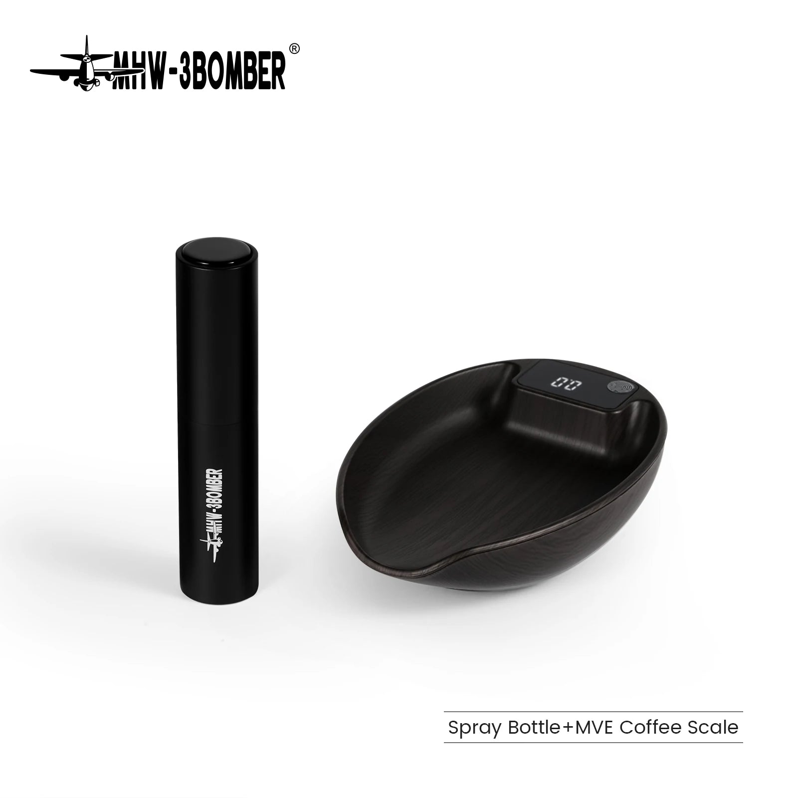 HW-3BOMEBR Coffee Bean Scale and Spray Bottle Kit Espresso Scale 0.1g Precision Mini Coffee Scale ABS Digital Kitchen Scale