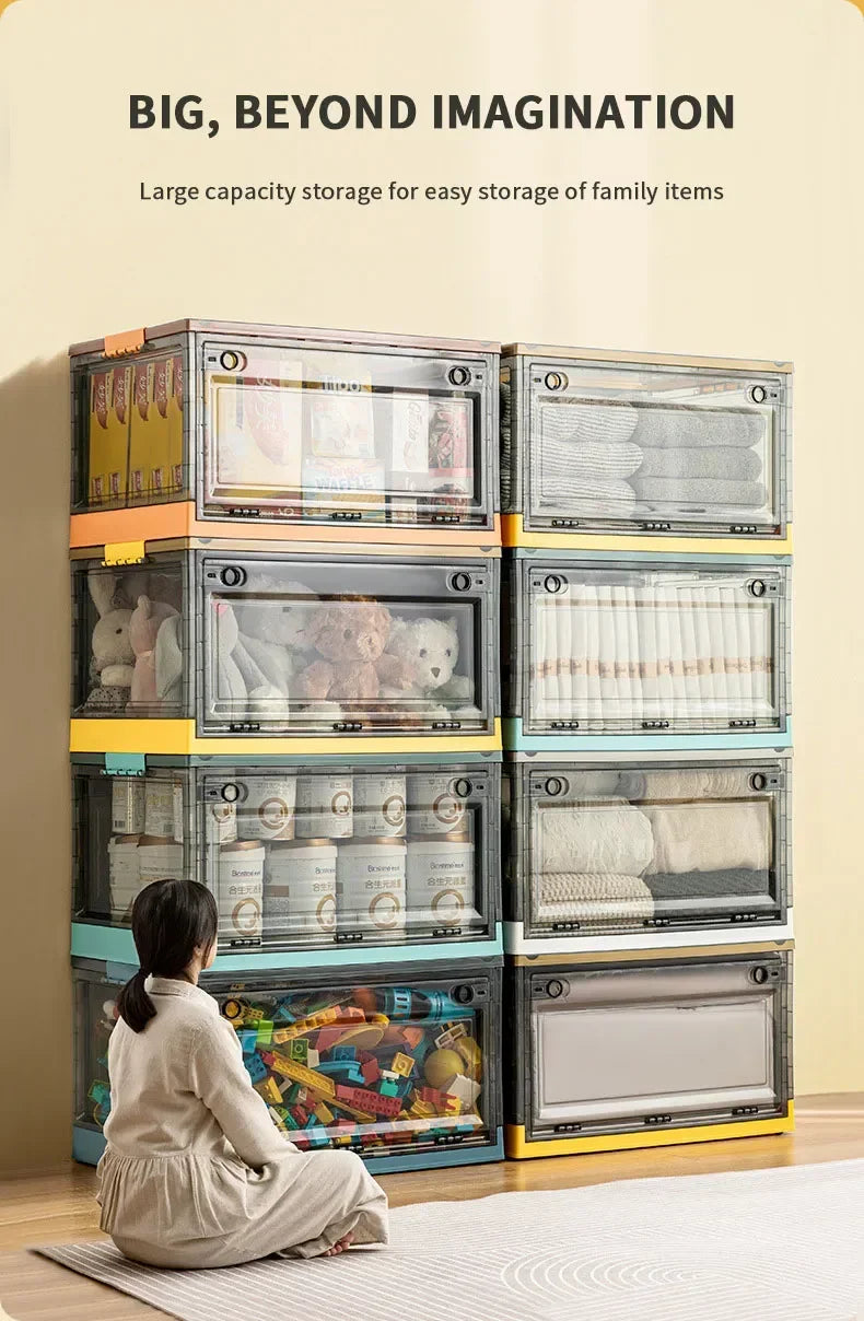 1pc Foldable Storage Trunk Open Storage Box Transparent Storage Box Home Wardrobe Clothes Organizer Large Capacity Clear Plastic