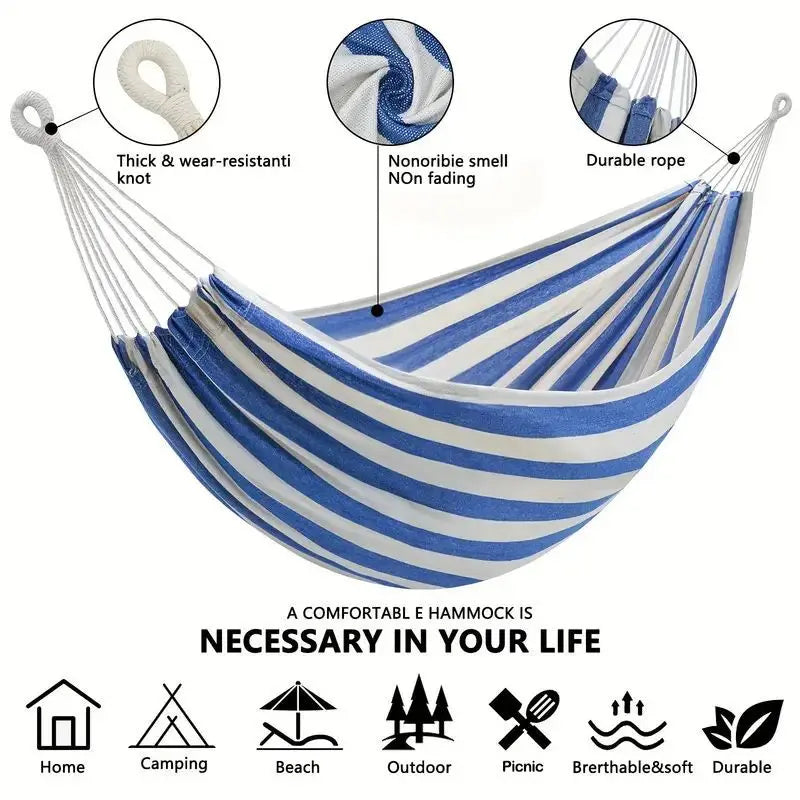 Canvas Single Hammock Outdoor Camping Indoor Children's Swing Thickened Striped Hammock