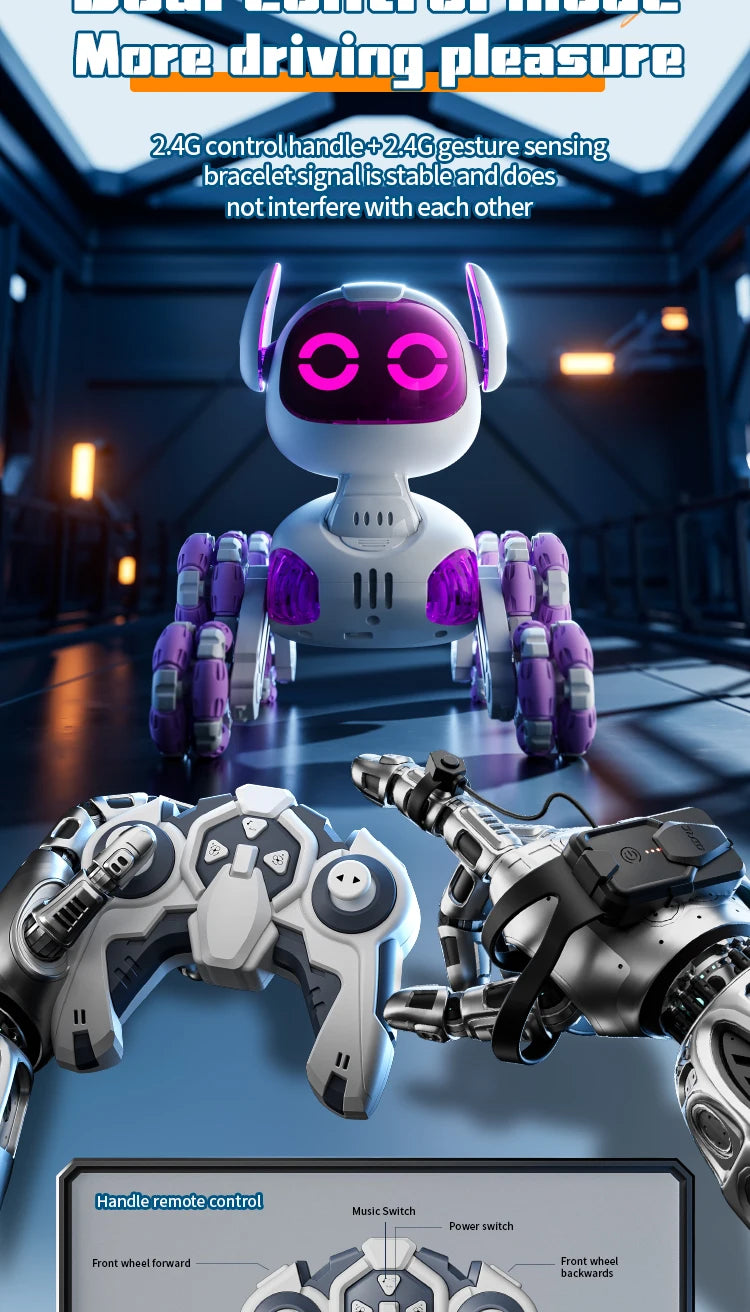 Y9 8WD RC Robot Dog Car Toy 2.4G Radio Remote Control Cars Touch-sense Music Stunt Drift Vehicle Electric Toy for Boys Kids Gift