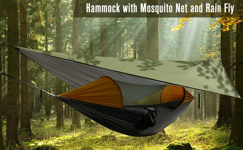 Camping Hammock with Mosquito Net and Rain Fly Tarp,hammock chair swing chair outdoor for Backpacking, Survival,Travel