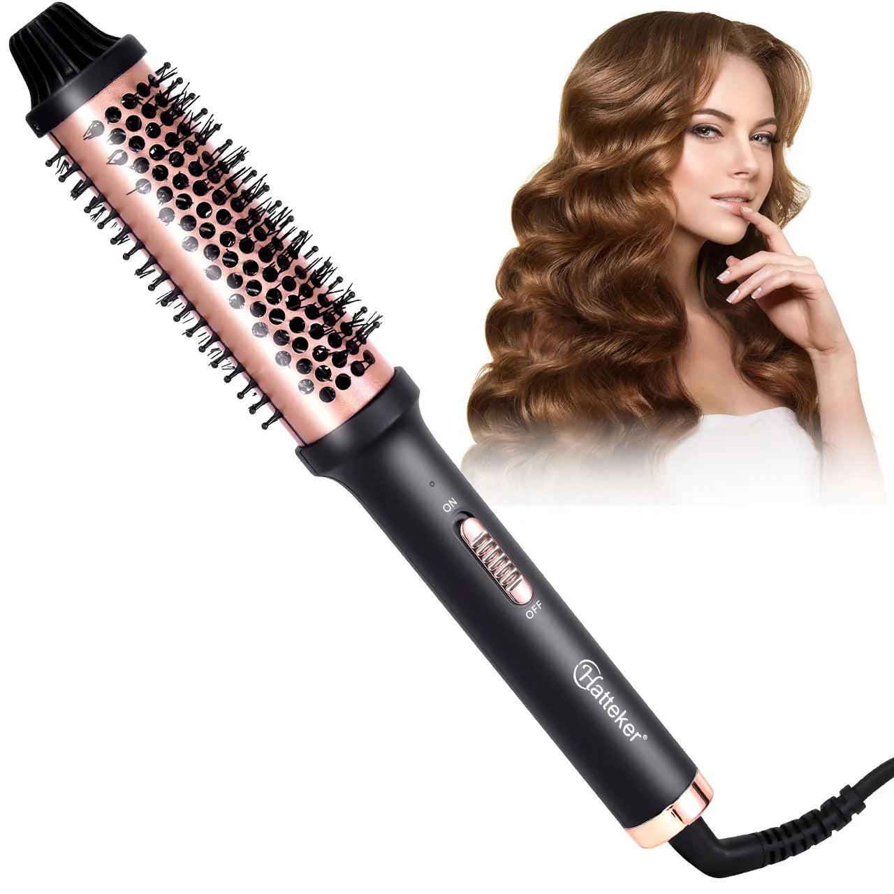 Hatteker Home Use Electric Curling Comb Long Short Hair Styling Brush Heat Resistant Hairdressing Tool Inner Buckle Curl