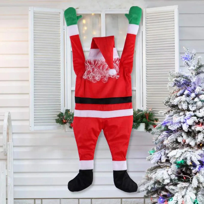 1.7M Shining Santa Claus Wall Climbing Christmas Velvet Santa Claus Hanging Window Hanger Decor WallDoor Xmas Outdoor Chimney De