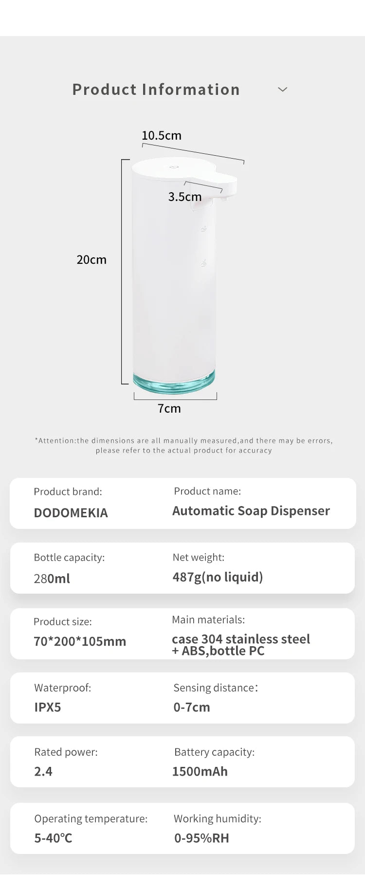 Stainless Automatic Soap Dispensers Rechargeable Touchless Sensor Smart Washing Hand Machine Liquid Hand Sanitizer Pump Foaming