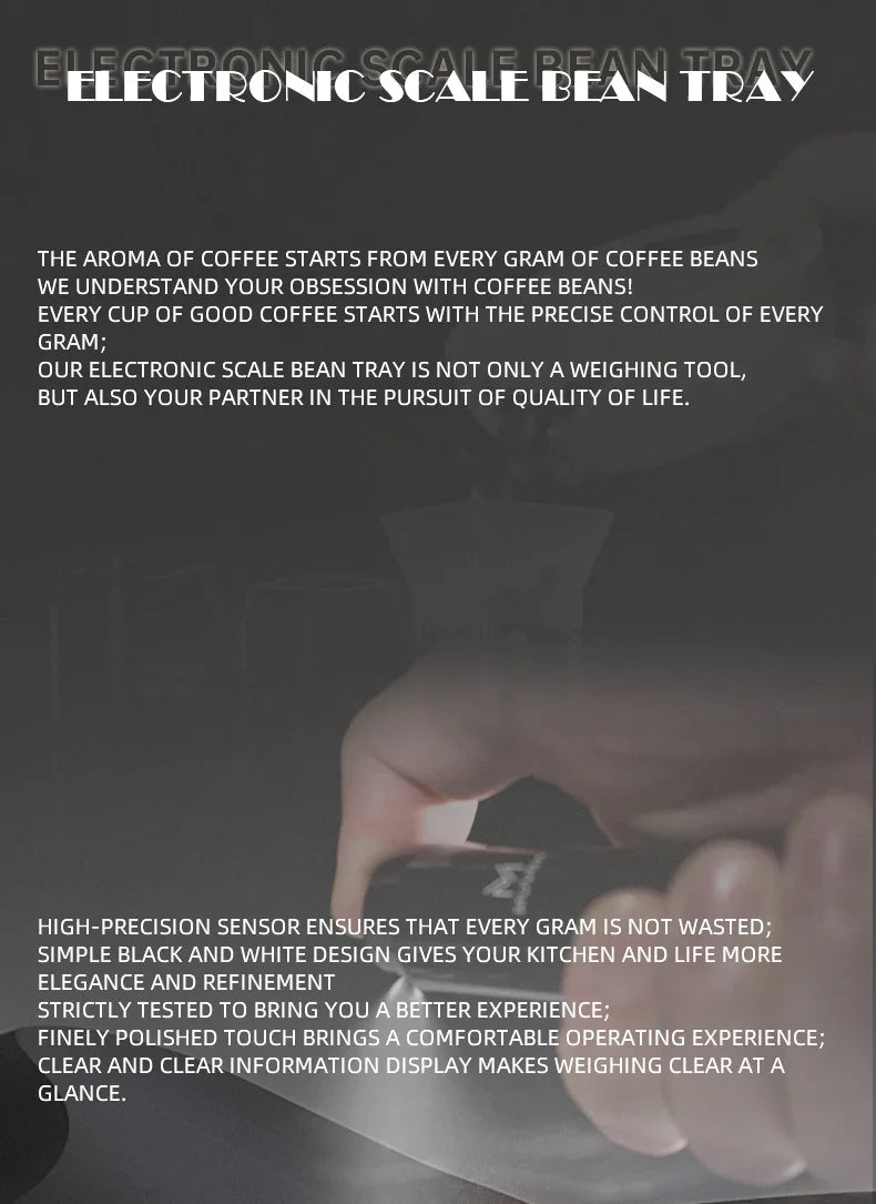 MUVNA Electronic Scale Bean Tray Espresso LED Weighing 0.1g ABS Electronic ScaleHigh Precision Measures Black Beige