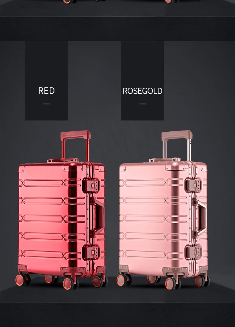 High Quality Senior Travel Luggage 100% Aluminum-magnesium Alloy Material  20/24/26/28 Size Spinner Brand Travel Suitcase