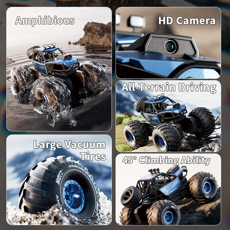 4DRC New Y10 Remote Control Car 2.4G Rc Boat Waterproof Amphibious Stunt Car 4WD All Terrain Truck Toys for Kids Birthday Gifts