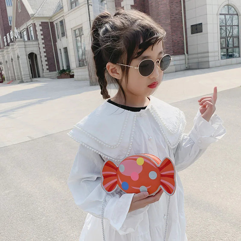 Cute Candy Children Messenger Bag Princess Girl Mini Handbags Pu Leather Coin Purse  Chain Purses Kids Crossbody Shoulder Bags