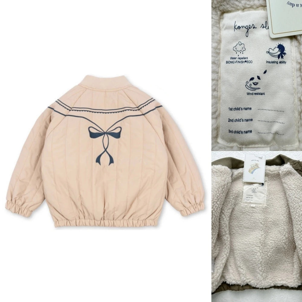 2025 KS Winter Baby Boys Cartoon Lambswool Jackets Kids Cotton Clothes Girls Jackets Outerwear Coats Boys Flight Suit Jackets