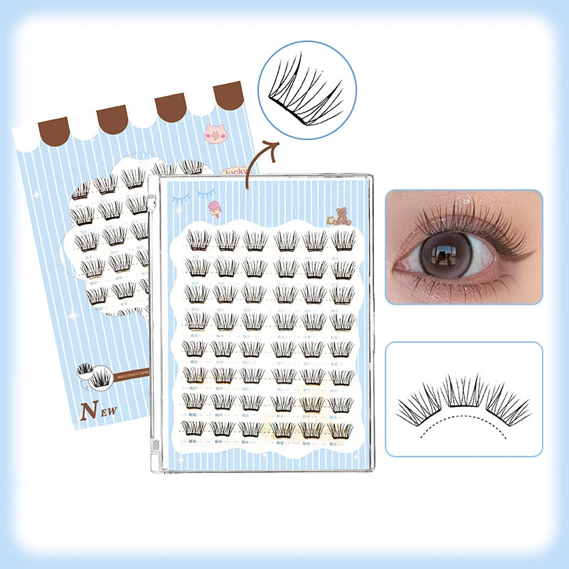 Glue-Free Featherlight Eyelash Strips Ultra Thin Invisible Lashes Easy Snap-On Clusters for Natural Everyday Look Whispy Soft