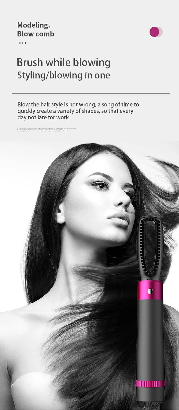 HOMEFISH 5 in 1 Hair Dryer Brush Hot Air Brush & Volumizer Styler Set with Interchangeable Brush Head Negative Ionic Blow Dryer