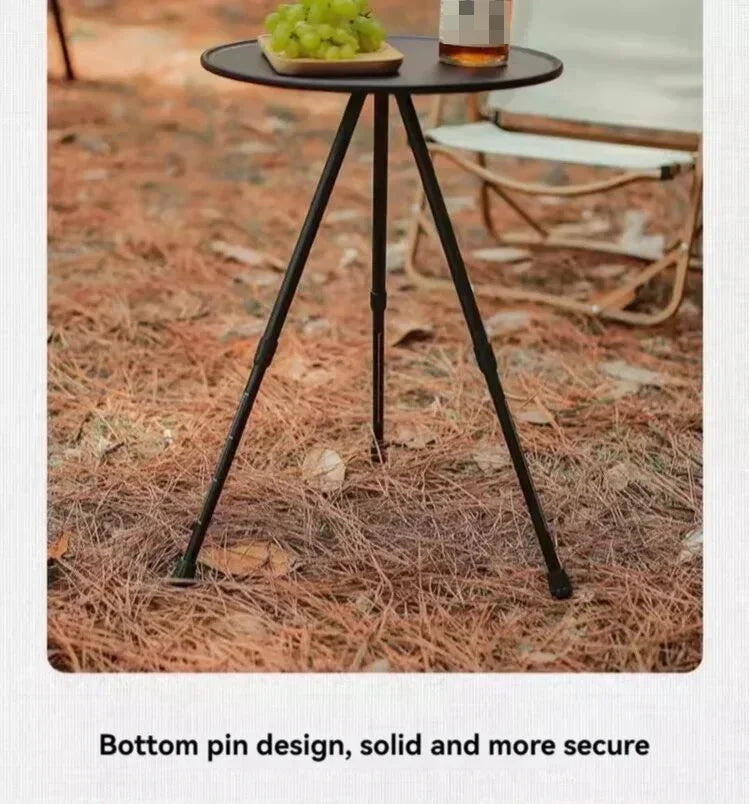 Tea Table Round Table with Lamp Outdoor Portable Stand Camping Elevated Leisure Foldable Picnic Garden Mini Coffee Dining Tables