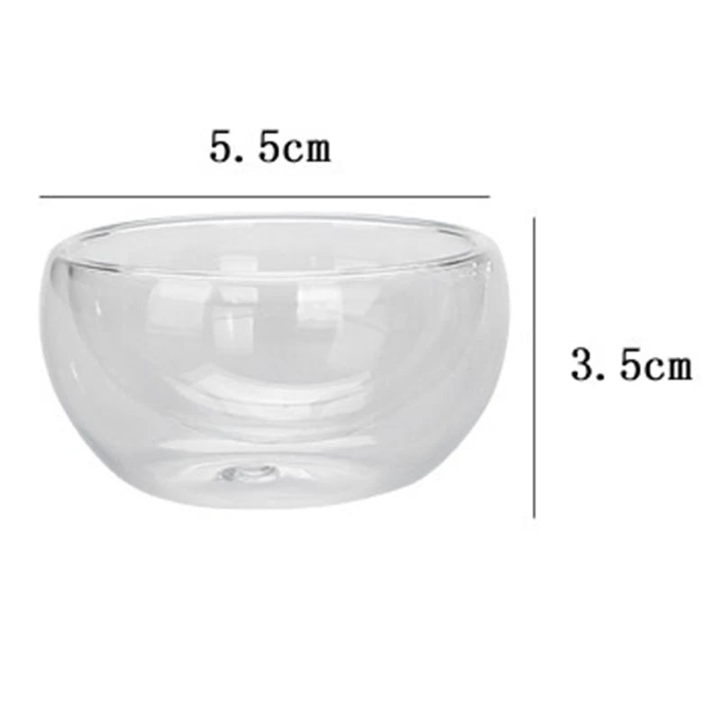 50ml Small Tea Cup Exquisite Double-layer Glass Transparent Cup Kung Fu Heat Resistant Teaware Puer Tea Coffee Cups Drinkware