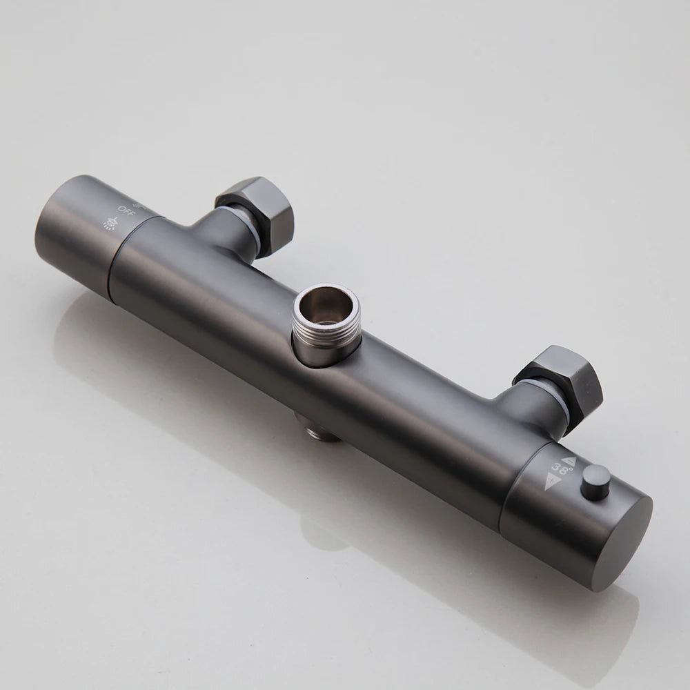 KEMAIDI Grey Constant Temperature 38° Shower Set Intelligent Brass Bathroom Faucets Hot Cold Rainfall  Bathtub Shower System