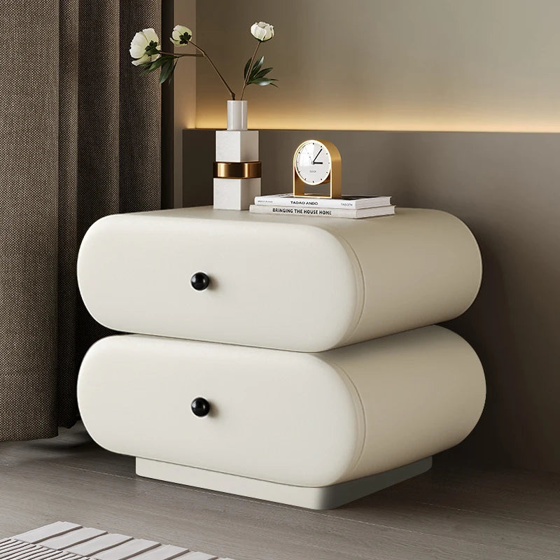 Glamour Cream Style Nightstands Tiny Cute Space Saving Bedside Tables Minimalist Luxury Mesitas De Noche Bedroom Furniture