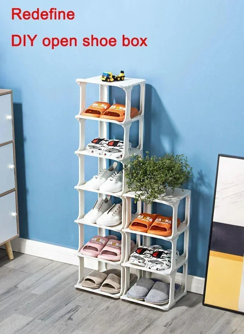 Shoe Cabinet Floor-standing Plastic Multi-Layer Stack Able Removable Home Narrow DIY Shoes Rack for Corner Gap Space Saving
