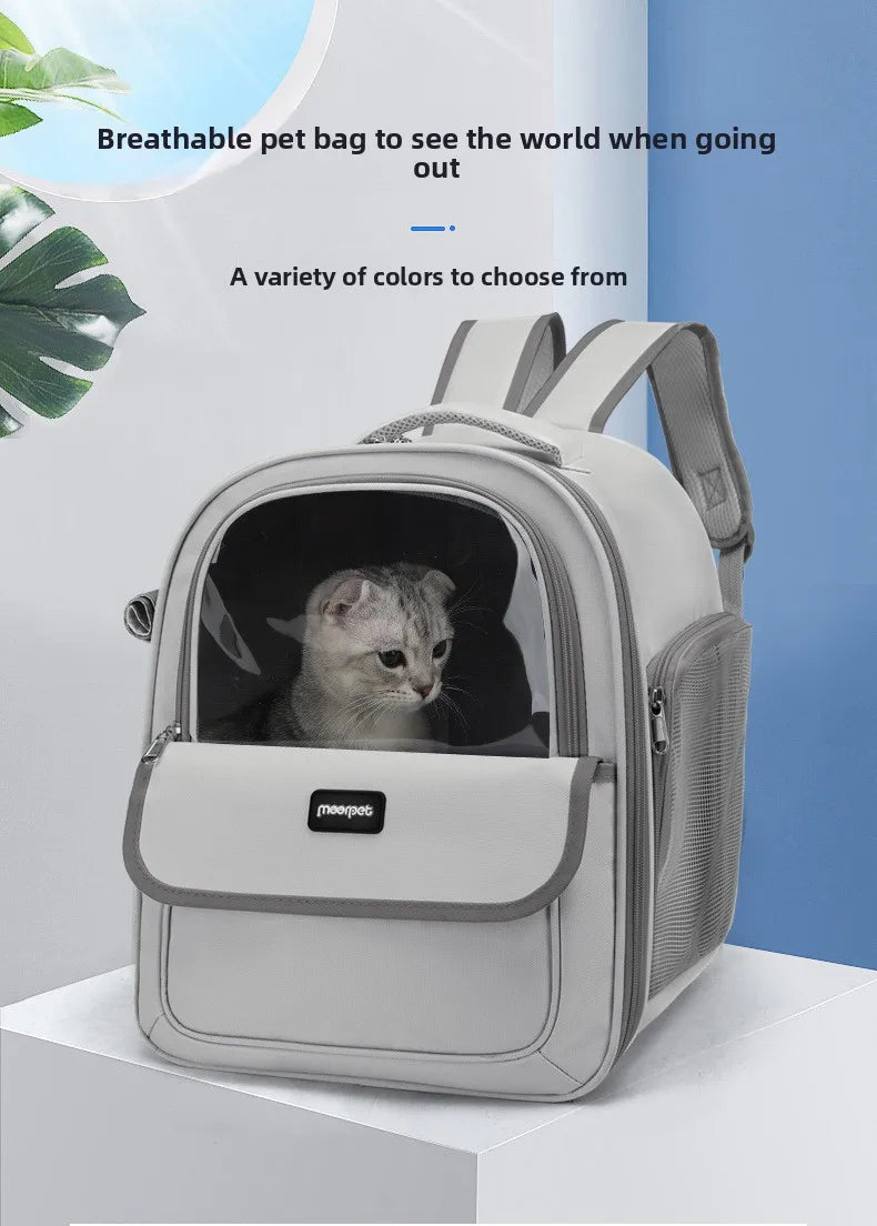 Large Capacity Breathable Mesh Portable Foldable Pet Carrier Backpack for Dog and Cat Outdoor Travel Camping Hiking Supplies