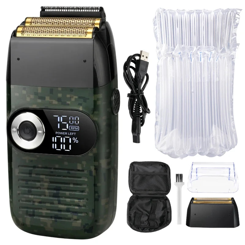 Kemei 2 in 1 Rechargeable Electric Shaver LCD Display Portable Cordless Men Reciprocating Razor Beard Trimmer