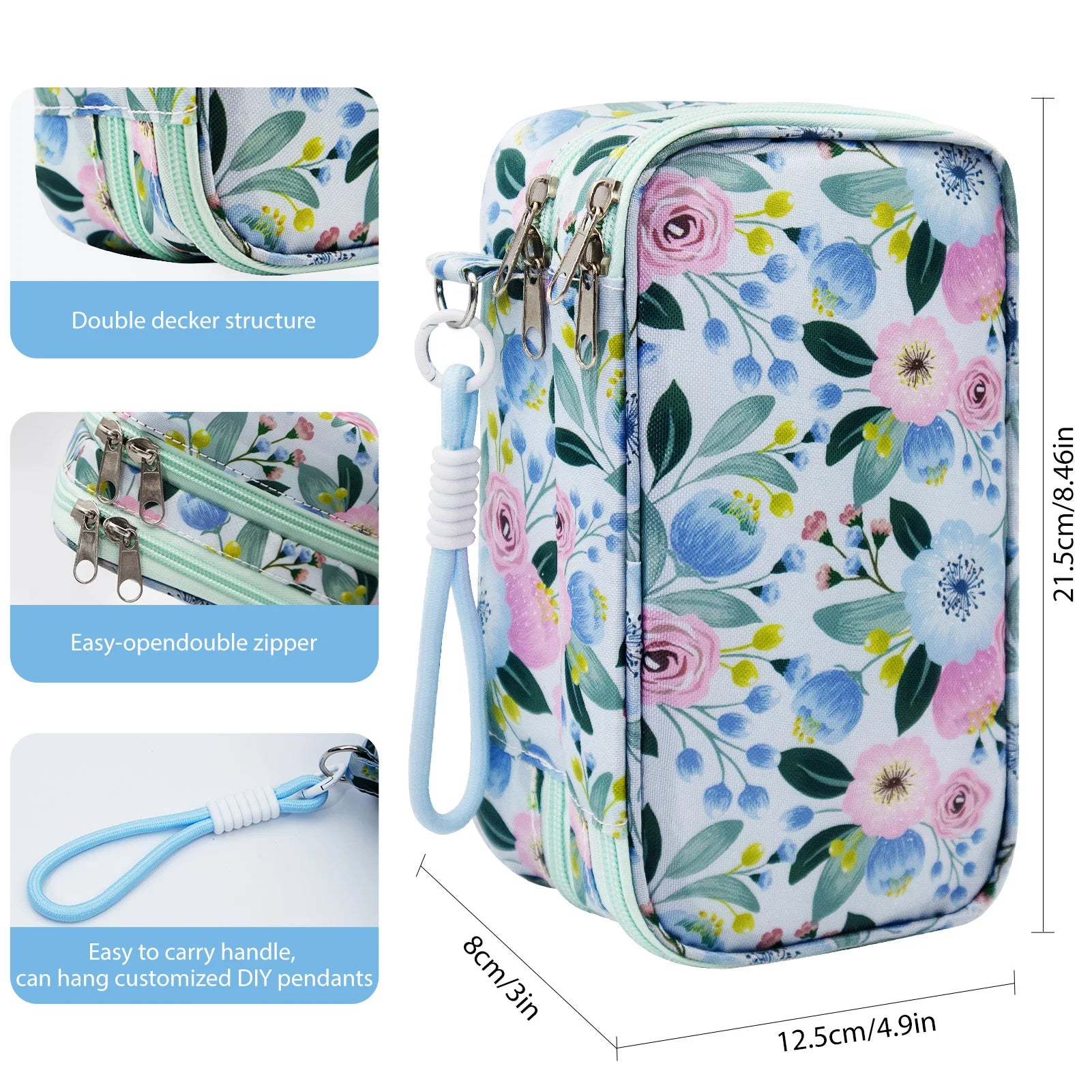 Insulin Cooler Bag with Ice Packs, Travel Medicine Organizer for Diabetes, Double Layer Storage Case