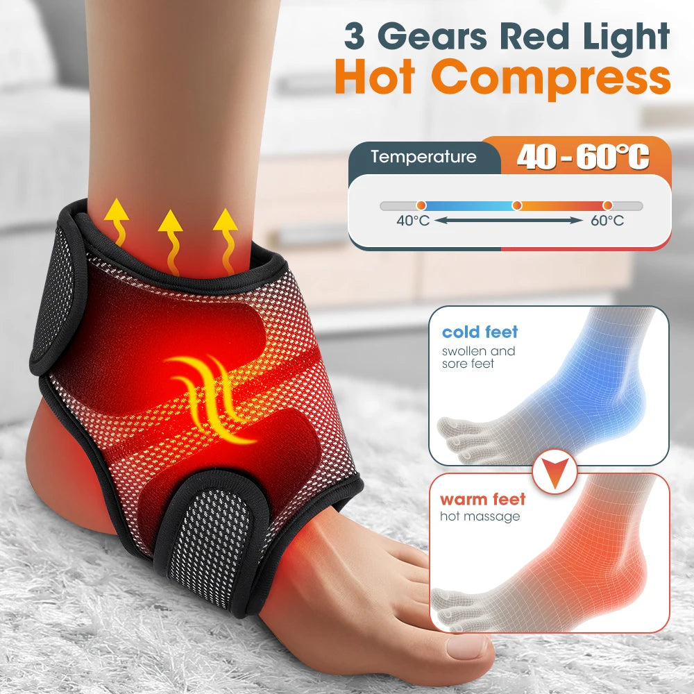 Electric Ankle Foot Massager Vibration Hot Compress Smart Air Pressure Multifunctional Brace Support Relaxation Treatments