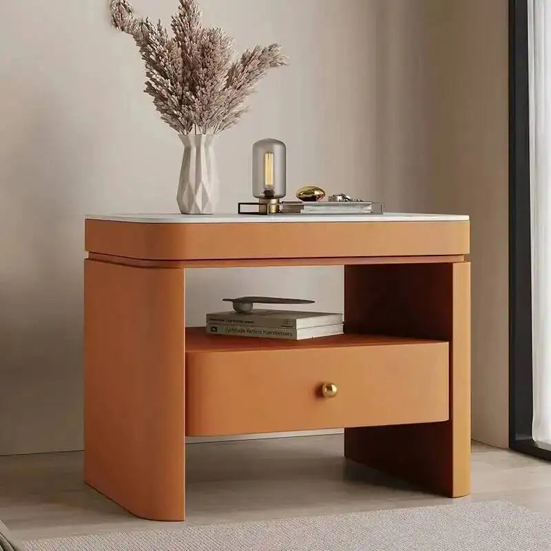 Aesthetic Luxury Bedside Table Unique Trendy Design Storage Nightstands With Drawers Mesita De Noche Bedroom Furniture
