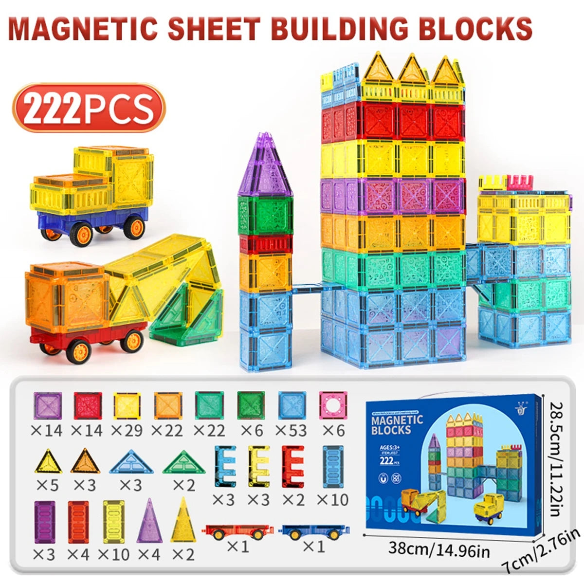 Magnetic Tiles for Kids Ages 3-5 4-8 Magnet Toys for 3 4 5 6 7 8+ Year Old Boys Girls Toddlers Magnetic Building Blocks Preschoo
