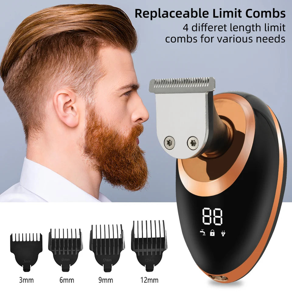 Men 7D Floating Men Electric Shaver Wet Dry Beard Hair Trimmer Electric Razor Rechargeable Bald Head Shaving Machine LCD Display