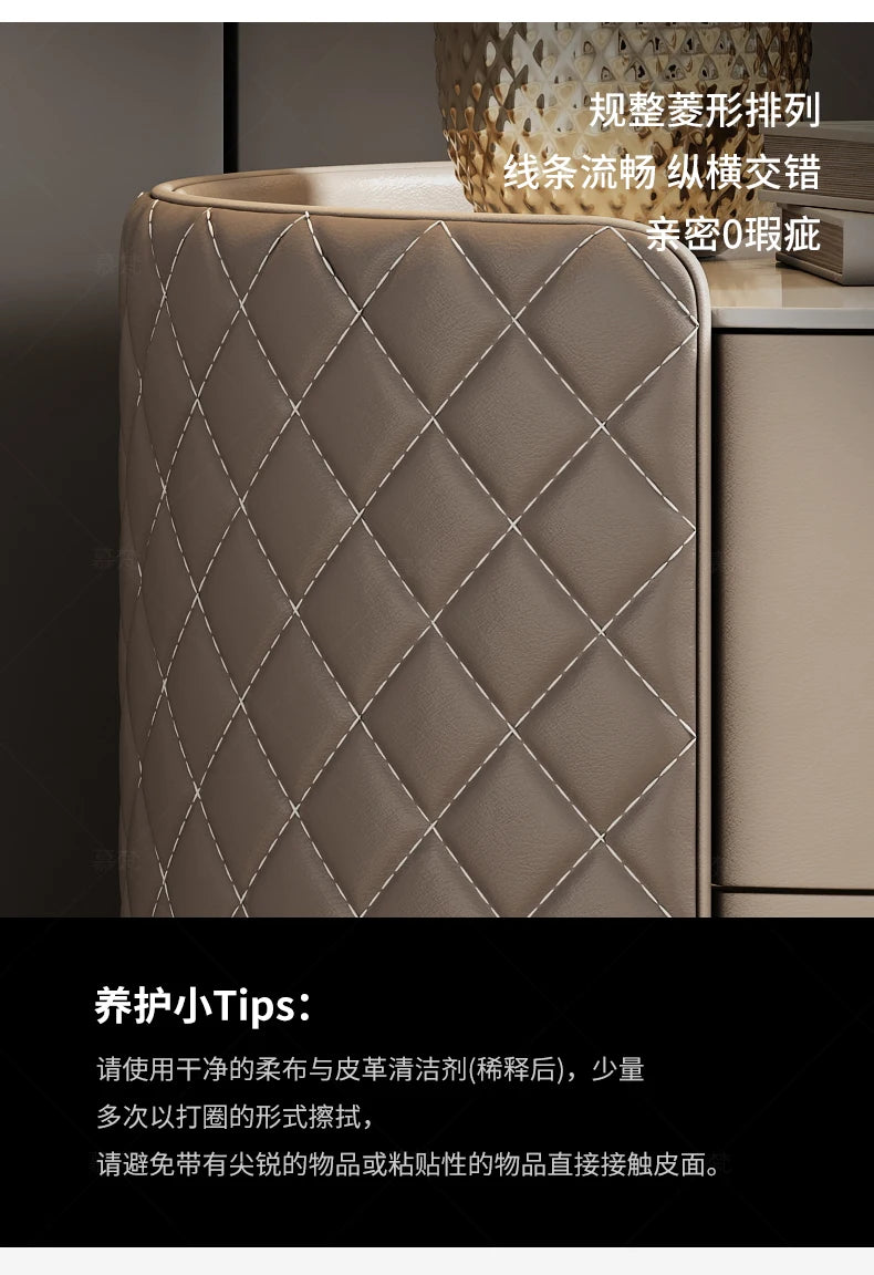 Storage Modern Nightstand Aesthetic Luxury Simple Leather Bedside Table Italian Trendy Muebles Para Cuarto Bedroom Furniture