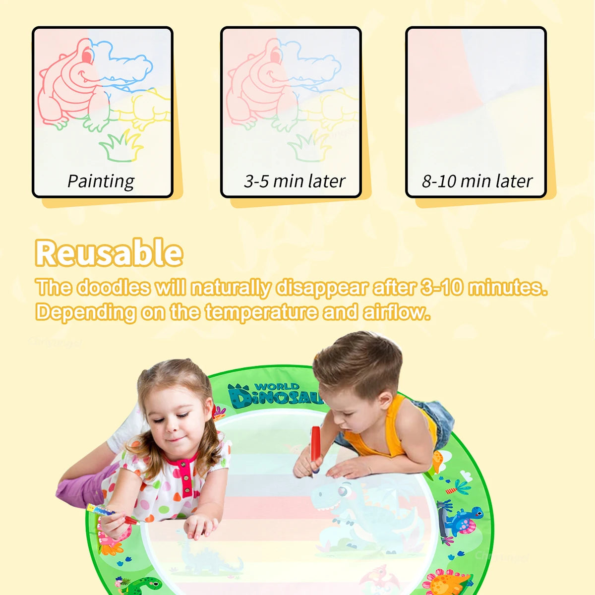 No Mess Kids Water Drawing Mat  Doodle Coloring Board with Magic Pens & Stamps Educational Montessori Toy Gift for Boys Girls