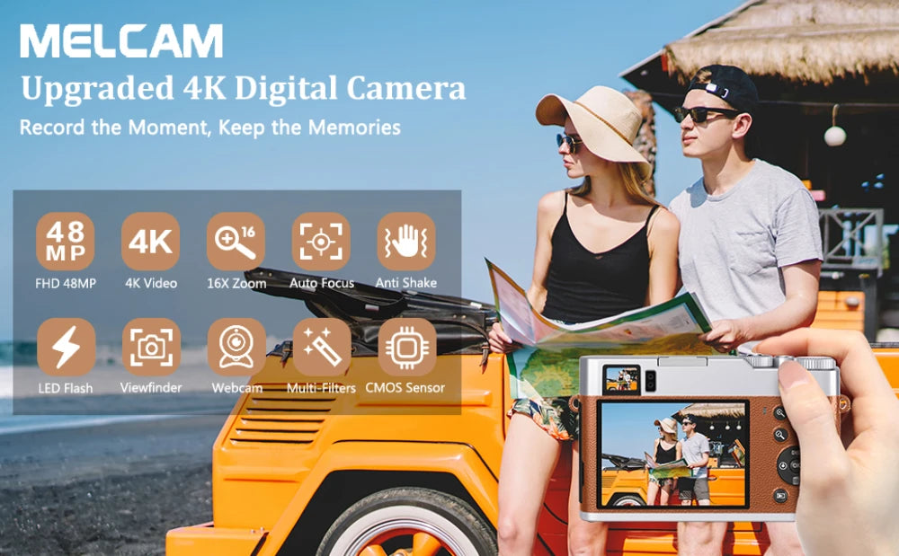 4K Digital Camera Auto Focus 48MP Vlogging Camera for YouTube and Anti-Shake Video Camera with Viewfinder Flash & Dial