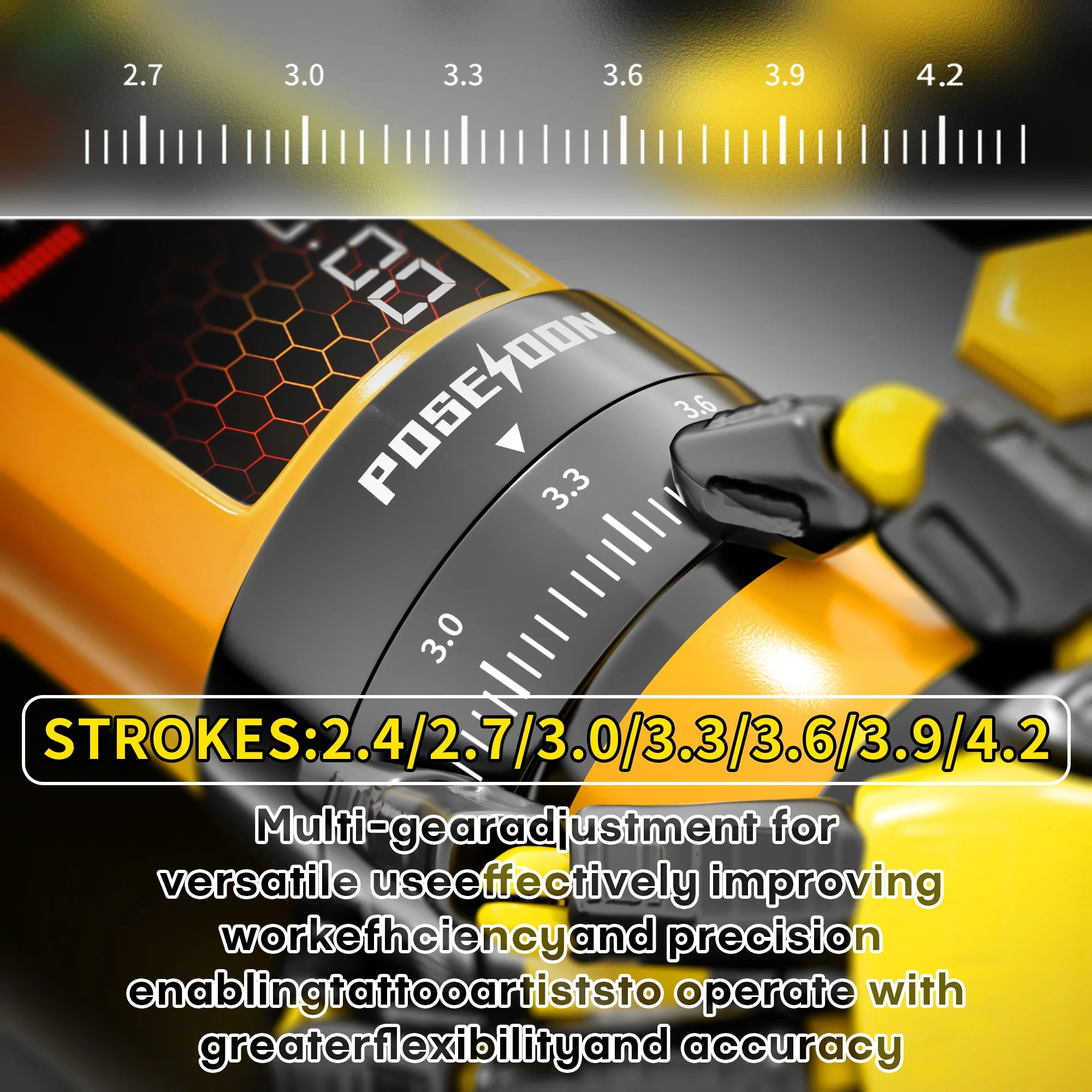 Tattoo Kit POSEIDON V5 New Yellow Tattoo Pen Kit For Permanent Makeup Tattoo Machine Kit Adjustable Wireless Tattoo Gun Kit