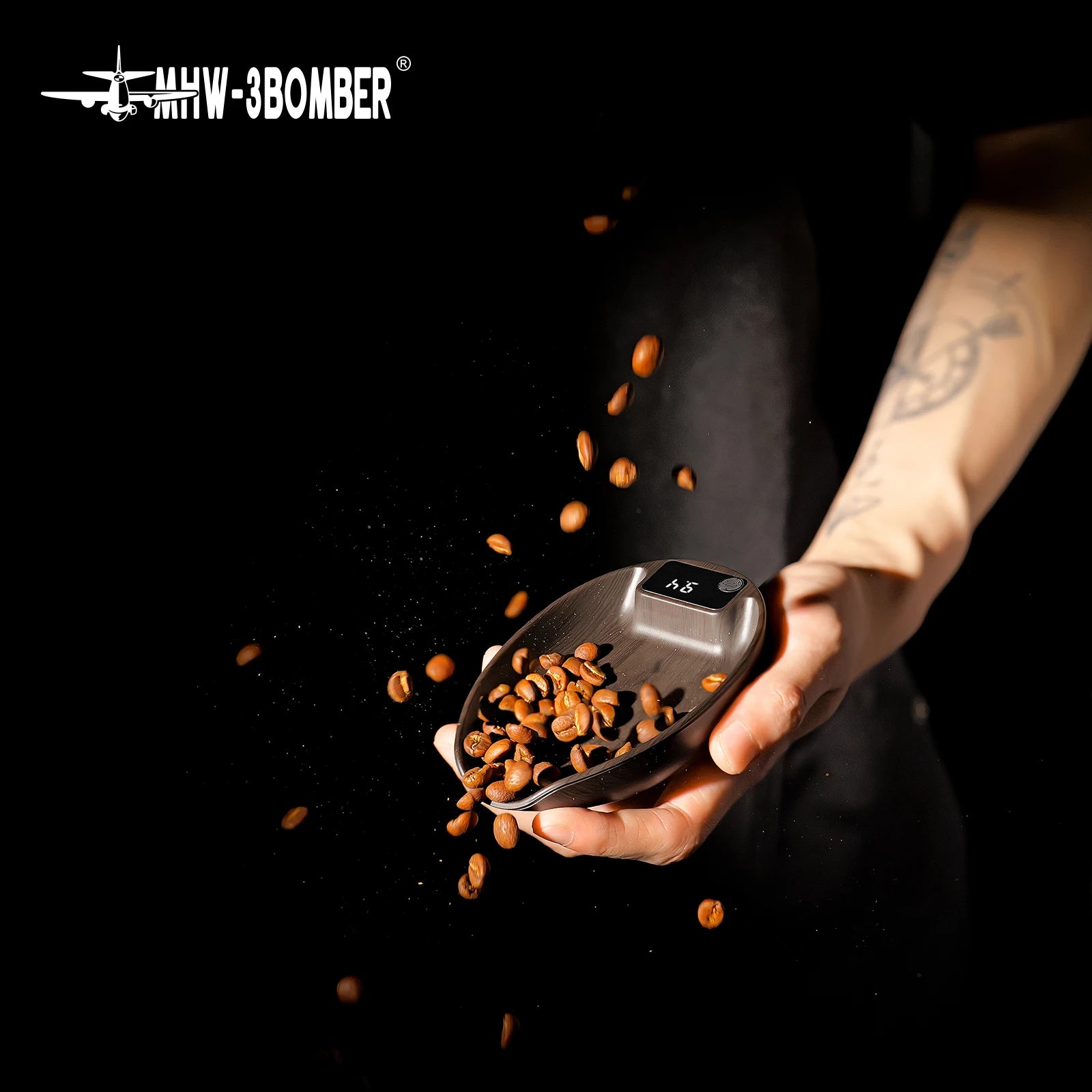 HW-3BOMEBR Coffee Bean Scale and Spray Bottle Kit Espresso Scale 0.1g Precision Mini Coffee Scale ABS Digital Kitchen Scale