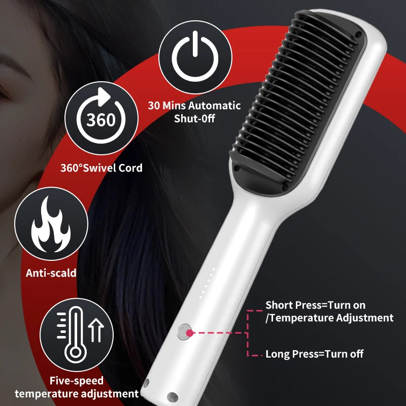 KSKIN Top Hot Sale Hair Straightener 2 in 1 Mini Brush Multifunctional Professional Hair Flat Iron Hair Comb