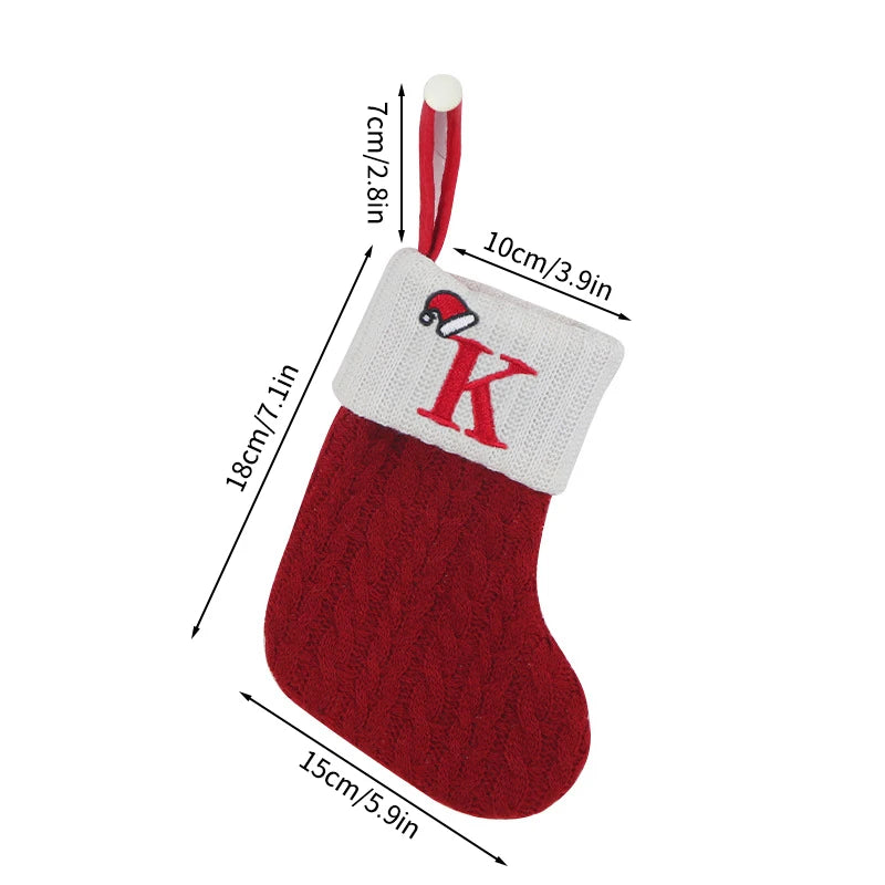 Christmas Stocking Knitting Snowflake Letter Socks Christmas Decoration For Home Christmas Alphabet Knitting Sock New Year  Gift