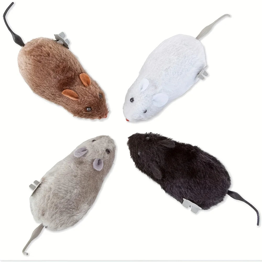 1/5pcs Fun and Interactive Plush Wind-Up Mouse Toy for Cats Dogs and Kids Mechanical Moving Animal Toy for Playtime and Pranks